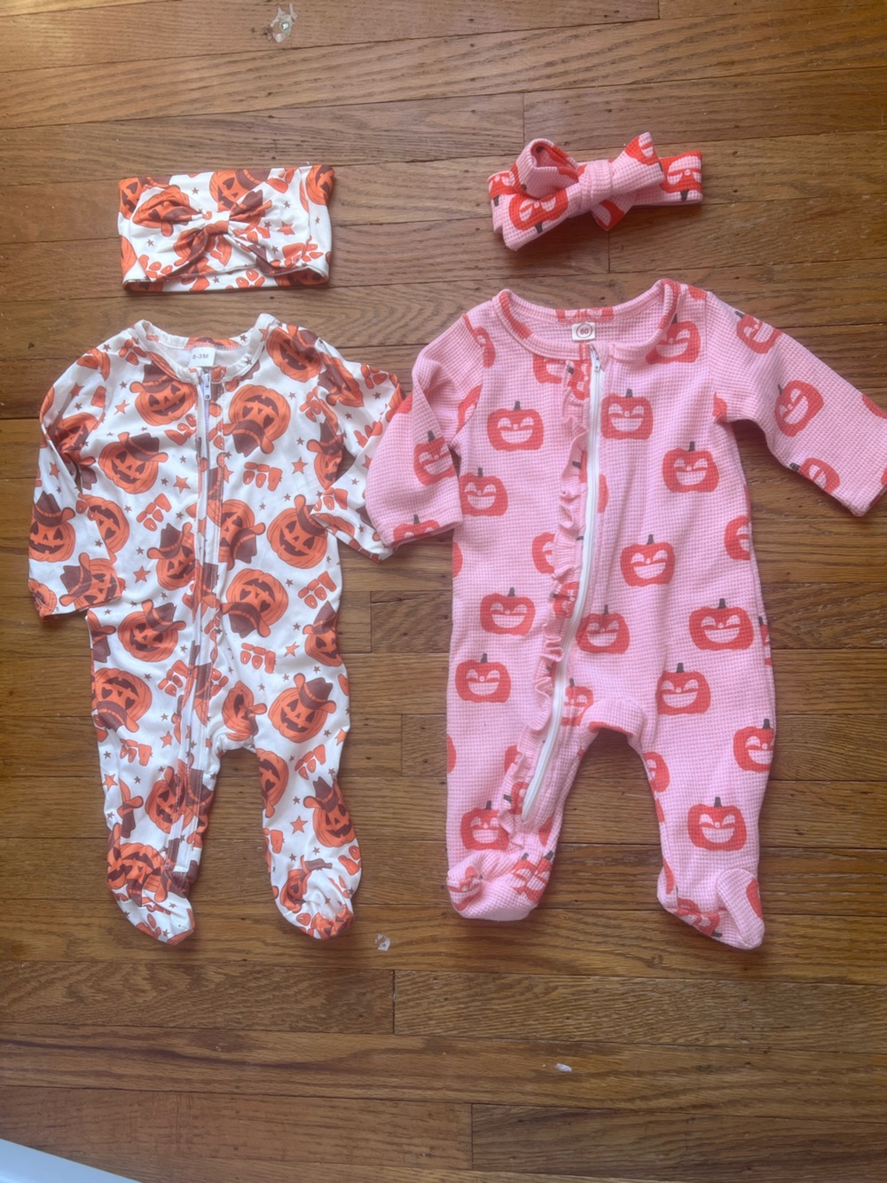 Baby Girl Fall Pumpkin Pajama Bundle Size 0-3M